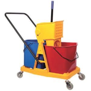 Commercial Dual-Bucket Mop Cart with Wringer
